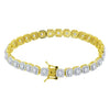 Seer 6mm Moissanite Halo Tennis Bracelet VVS Two-Tone Yellow Gold Plated 925 Silver