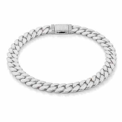 Wizard 8mm Baguette Moissanite Miami Cuban Link Bracelet 925 Sterling Silver VVS