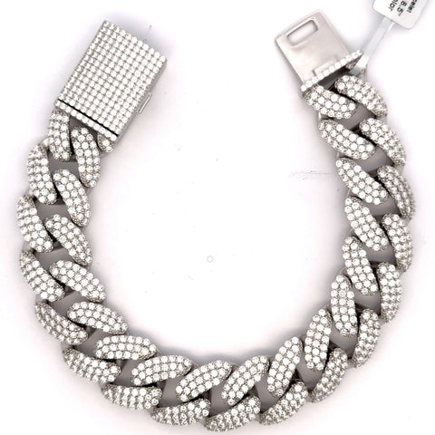 Hotshot 18mm Moissanite Miami Cuban Link Bracelet 925 Sterling Silver VVS Iced Out Clasp