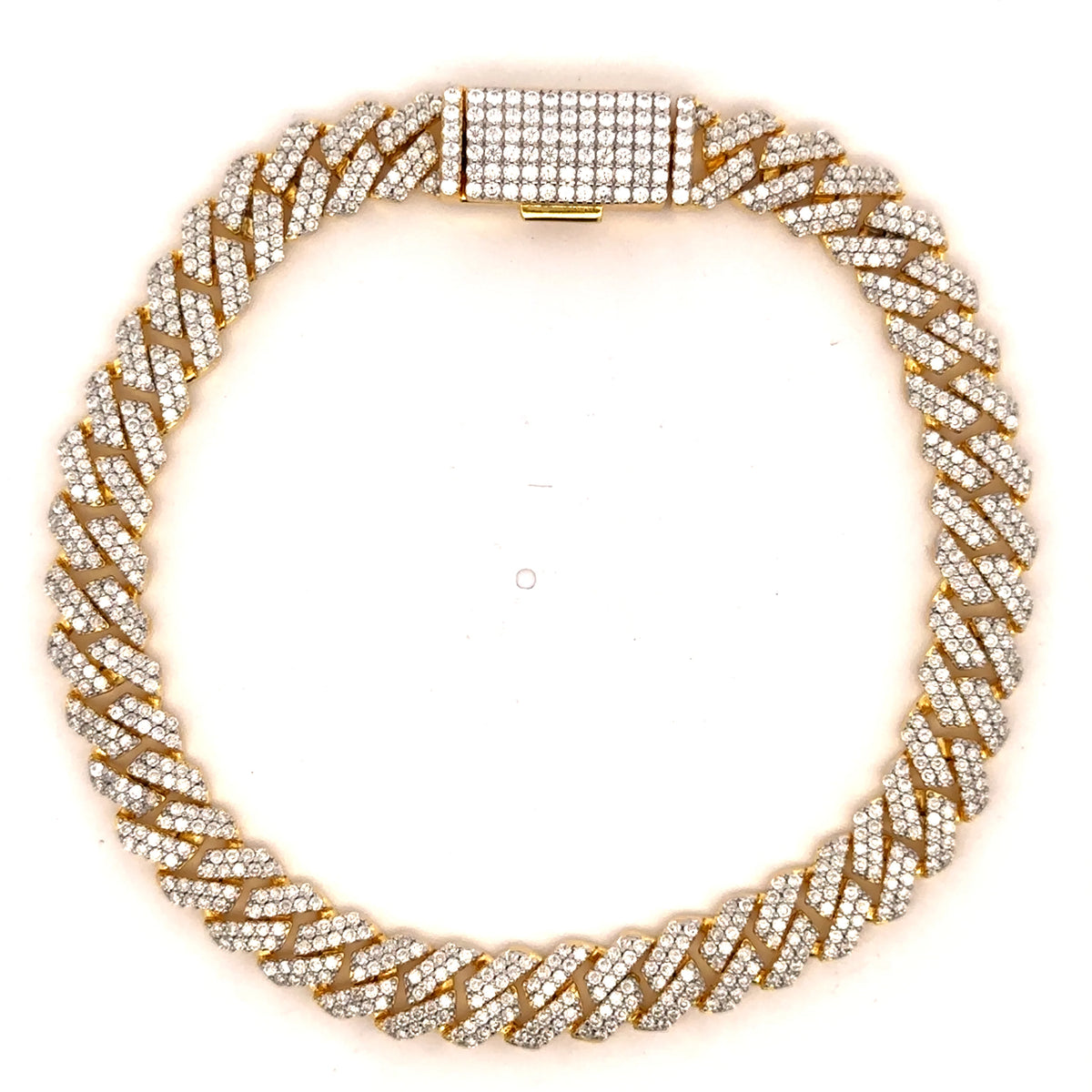 Opulent 8mm Moissanite Miami Cuban Link Bracelet Two-Tone Gold Plated 925 Silver VVS