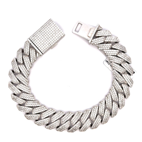 Ivich 14mm Iced Out Moissanite Miami Cuban Link Bracelet 925 Sterling Silver VVS