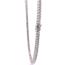 Elvoro 5mm Baguette Moissanite Tennis Necklace - 925 Sterling Silver Rhodium Plated Chain