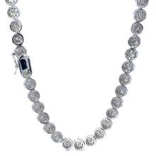 Norell 7mm Bezel Set Moissanite Tennis Necklace - 925 Sterling Silver Rhodium Chain
