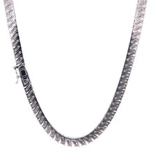 Elvoro 5mm Baguette Moissanite Tennis Necklace - 925 Sterling Silver Rhodium Plated Chain