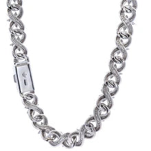 Glint 11.8mm Infinity Twist Moissanite Necklace - 925 Sterling Silver Rhodium Plated Chain