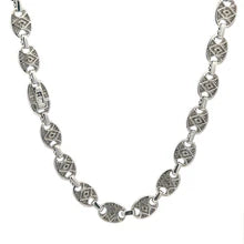 Sublime 8mm Mariner Coffee Bean Link Moissanite Necklace - 925 Sterling Silver Rhodium Chain