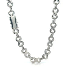 Dathir 10mm Infinity Link Moissanite Necklace - 925 Sterling Silver Rhodium Plated Chain