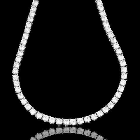 3mm White Gold Plated Tennis Necklace – 925 Sterling Silver Round Cut CZ Choker Chain