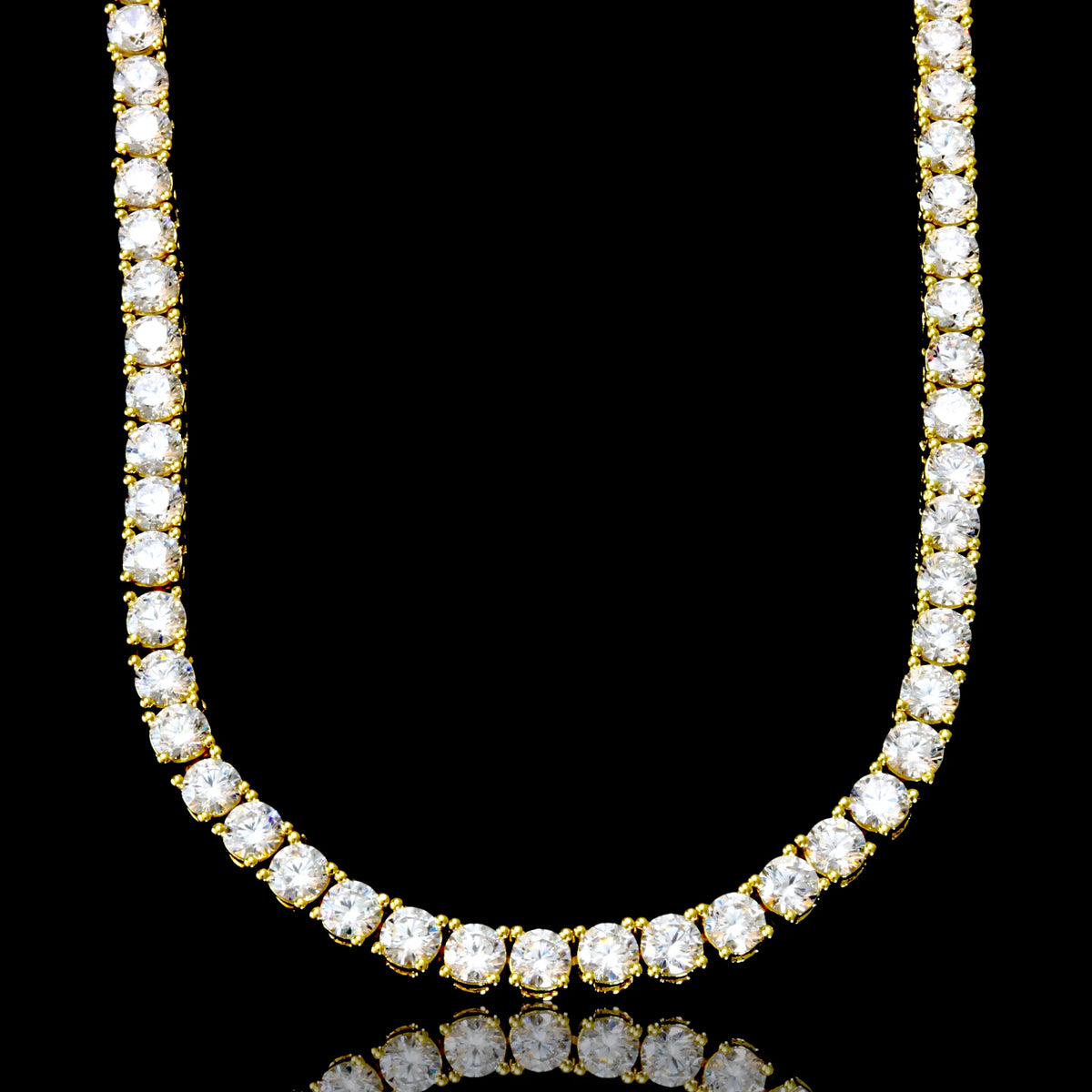 Gold Tennis Chain Necklace 4mm AAA Cubic Zirconia