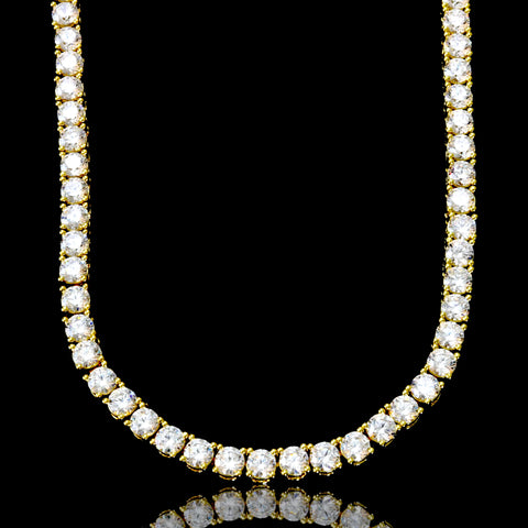 Gold Tennis Chain Necklace 4mm AAA Cubic Zirconia