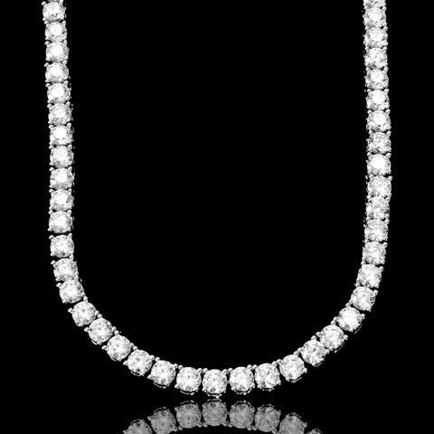 4mm White Gold Plated Tennis Necklace – 925 Sterling Silver Round Cut Iced Choker Chain