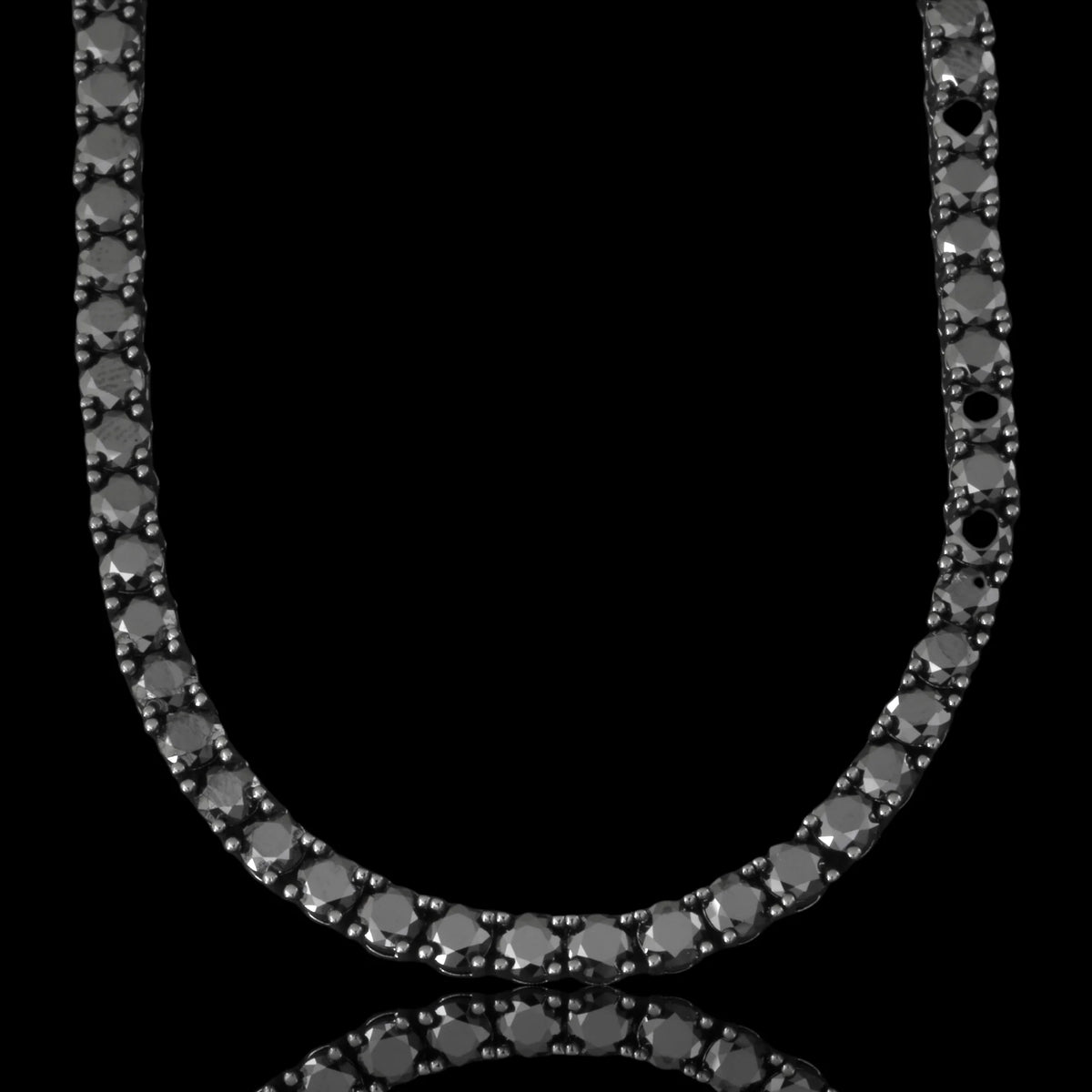 4mm Black Tennis Necklace – Blacked Out Iced Round Cut Choker Chain