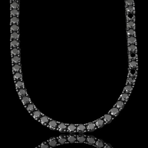 4mm Black Tennis Necklace – Blacked Out Iced Round Cut Choker Chain