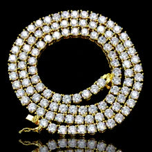 Gold Tennis Chain Necklace 4mm AAA Cubic Zirconia