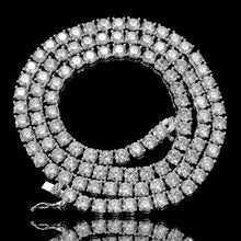 4mm White Gold Plated Tennis Necklace – 925 Sterling Silver Round Cut Iced Choker Chain