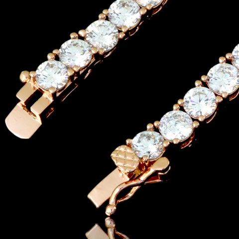 4MM Rose Gold CZ Tennis Chain Necklace – Luxury One Row Iced Out Chain for Men & Women
