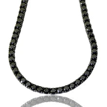 4mm Black Tennis Necklace – Blacked Out Iced Round Cut Choker Chain