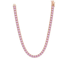 3mm Pink Moissanite Tennis Chain Necklace • Solid 925 Sterling Silver Rose Gold Finish