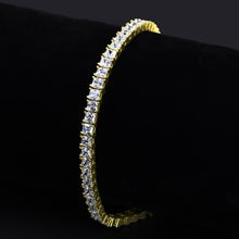 Gold Plated 925 Sterling Silver Tennis Bracelet – 5mm Princess Cut Moissanite Ice Chain