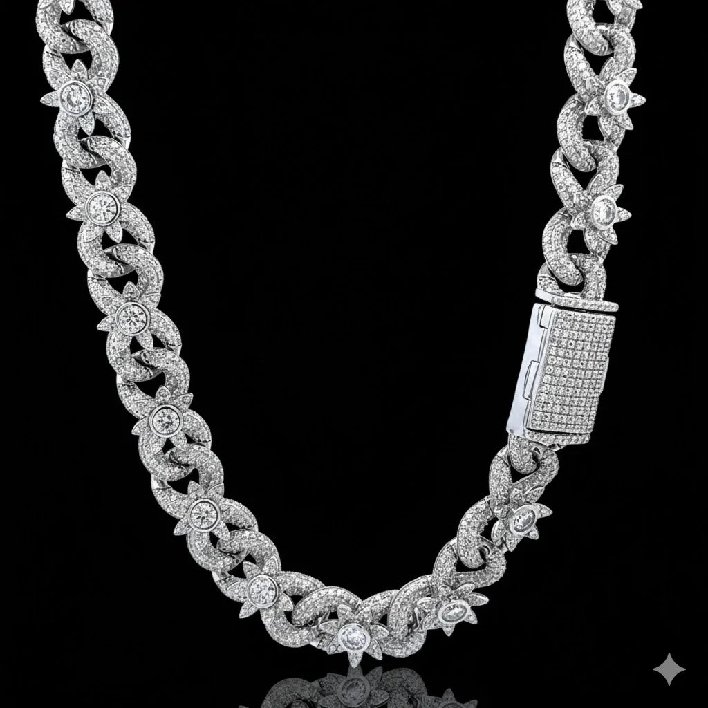Glint 11.8mm Infinity Twist Moissanite Necklace - 925 Sterling Silver Rhodium Plated Chain