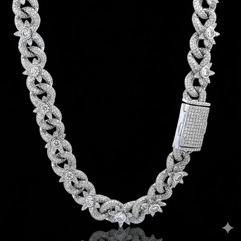 Glint 11.8mm Infinity Twist Moissanite Necklace - 925 Sterling Silver Rhodium Plated Chain