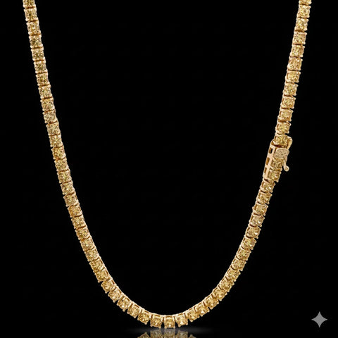 3mm Gold Plated CZ Tennis Chain Necklace for Men & Women – Iced Out Brass Cuban Style Chain