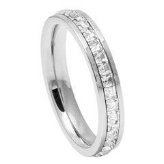 Silver Unplated Princess Cut Eternity CZ 4mm Titanium Ring