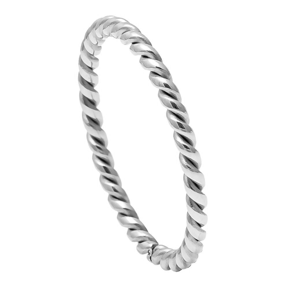 Silver Unplated Twisted 2mm Titanium Ring