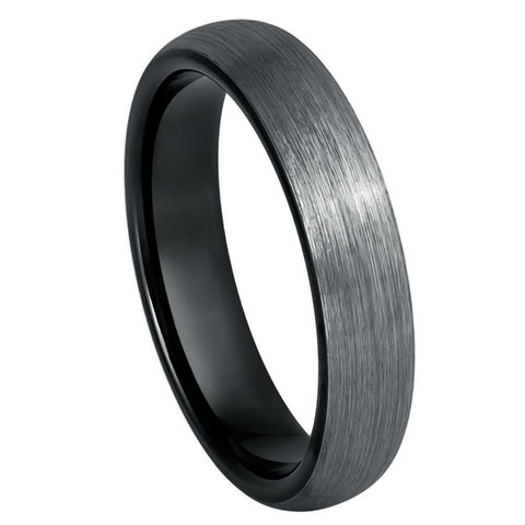 Men's Black & Gun Metal IP Plated Domed Brushed 2, 4 & 6mm Tungsten Ring