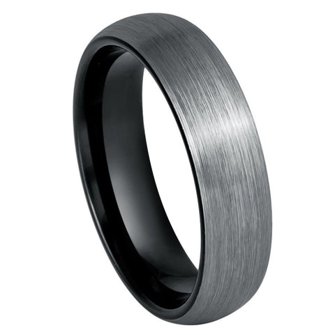 Men's Black & Gun Metal IP Plated Domed Brushed 2, 4 & 6mm Tungsten Ring