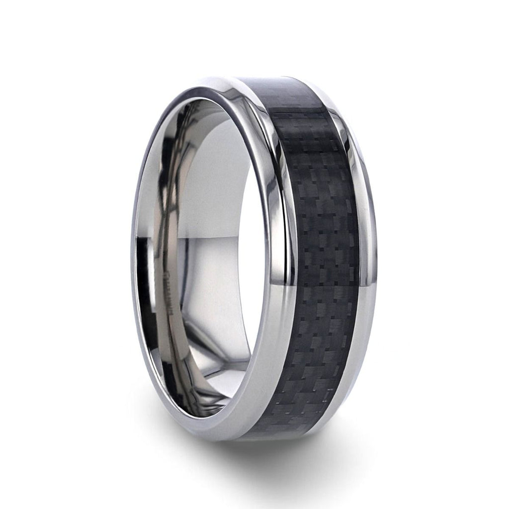 COLOSSEUM Black Carbon Fiber Inlay Titanium Wedding Ring