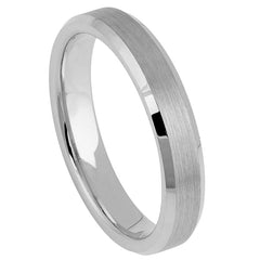 Men's Flat Brushed Center High Polish And Shiny Beveled Edge 4mm Tungsten Ring