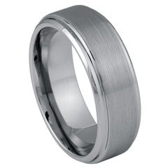 Men's Brushed Center High Polished Beveled Edge 8mm Tungsten Ring