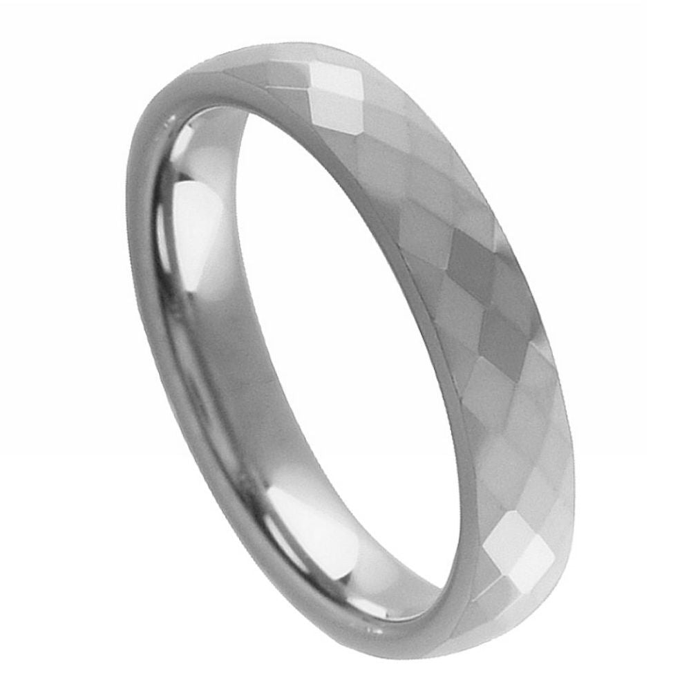 Men's Faceted Domed Shaped 4mm Tungsten Ring