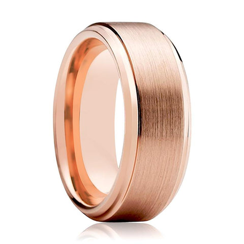 Couple Matching Band Brushed Finish & Beveled Edges Tungsten Ring