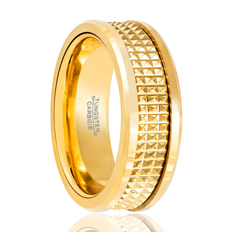 CAESAR | Yellow Gold with Jagged Center Tungsten Ring