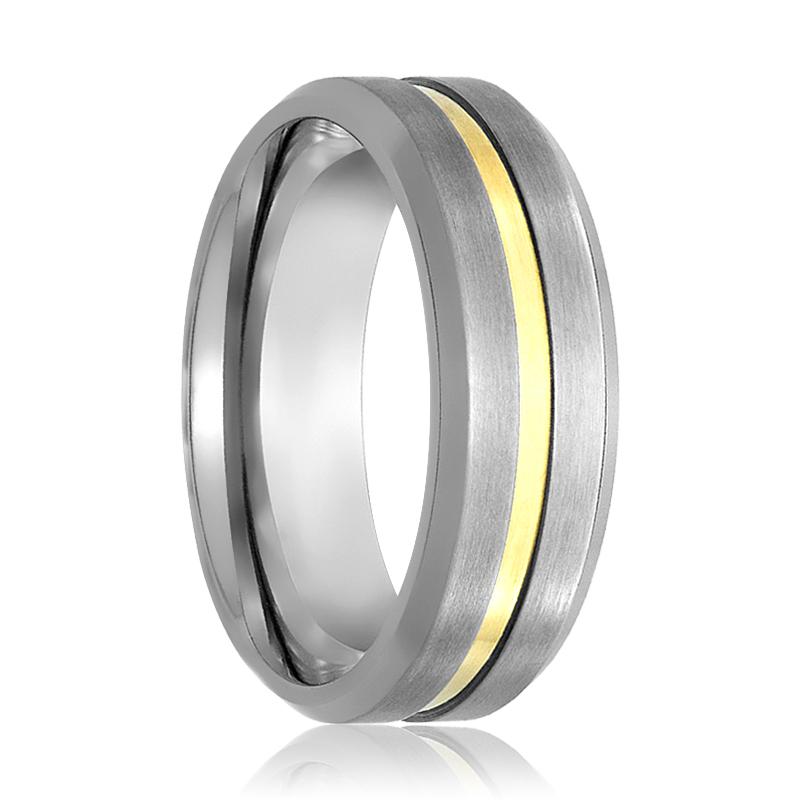 MAESTRO | Gold Groove Tungsten Ring