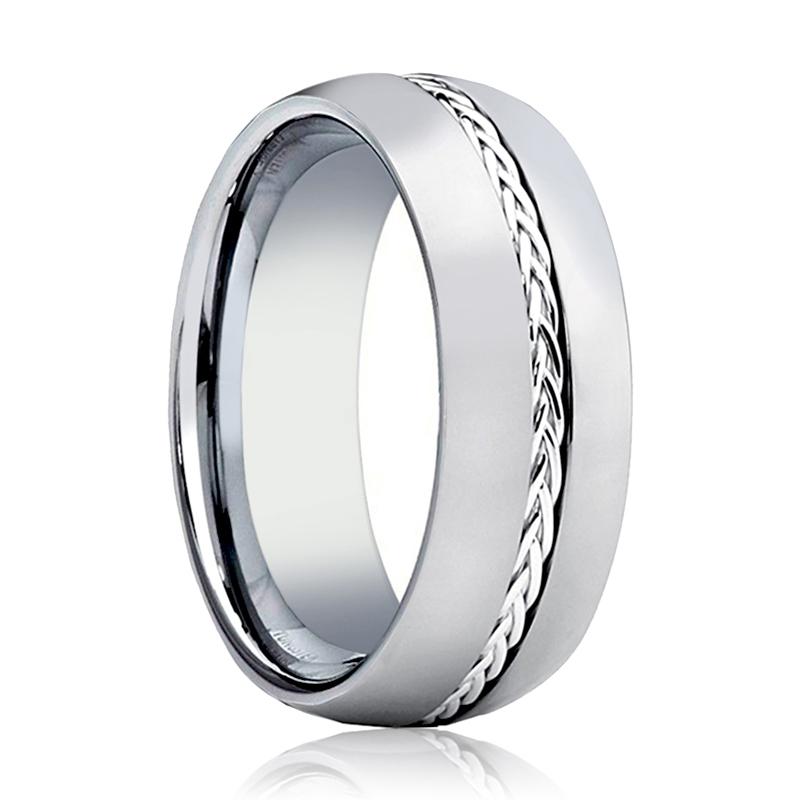 BAXTER | Silver Braided Insert Center Tungsten Ring