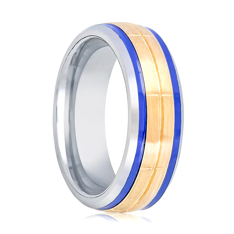 SHIMZO | Blue Hue/Bluish Trims Tungsten Ring