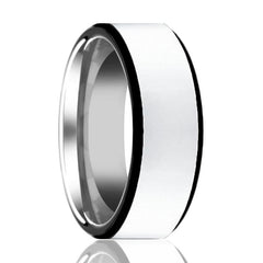 Men's Wedding Band With Polished Center & Black Edges Tungsten Ring