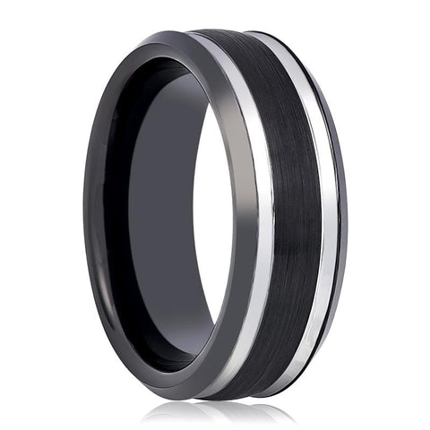 VELUTUS Black & Silver Tungsten Ring