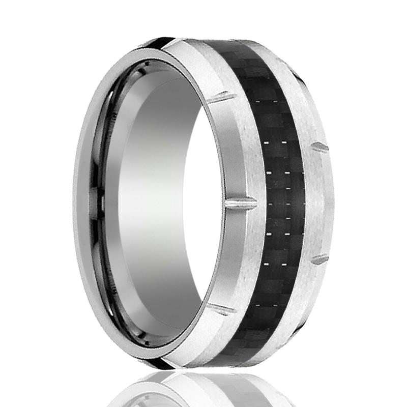 COLOSSAL Tungsten Ring Carbon Fiber and Multiple Grooved