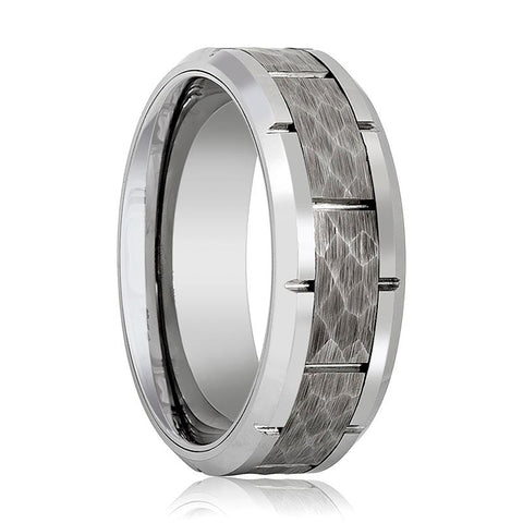 GURNEY | Hammered Center and Groove Tungsten Ring