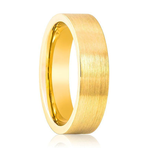 SLENDER | Flat Yellow Gold Tungsten Ring