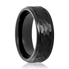 AEROBITS | Black Hammered Stepped Edge Tungsten Ring