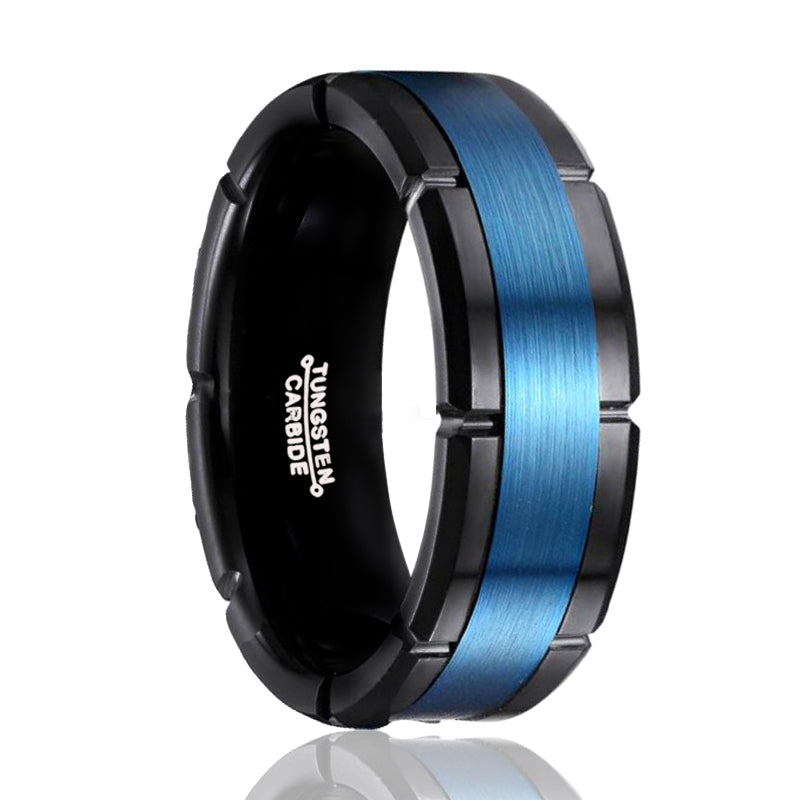 BLIZZARD | Black & Blue Tungsten Ring