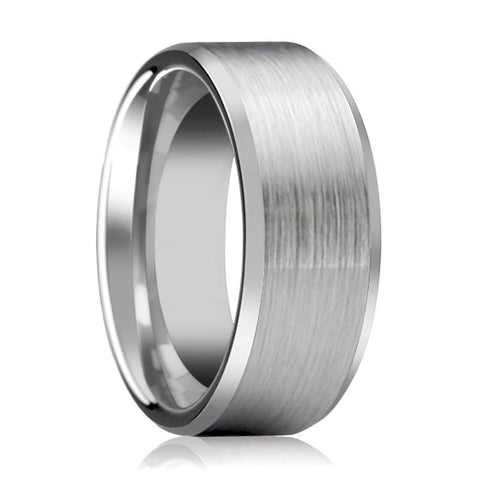 ANDREW | Silver Beveled Edges Tungsten Ring