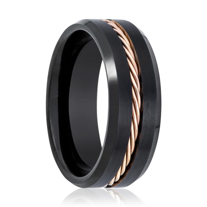 HORATIO | Rose Gold Rope Tungsten Ring