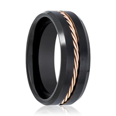 HORATIO | Rose Gold Rope Tungsten Ring