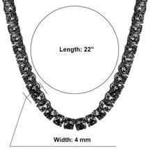 Sparkle Charcoal Grey Plated 925 Silver Tennis 4MM Chain With White CZ Stones